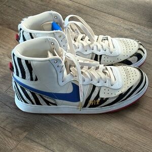 Nike Zebra Print High-Tops with Blue and Red Accents